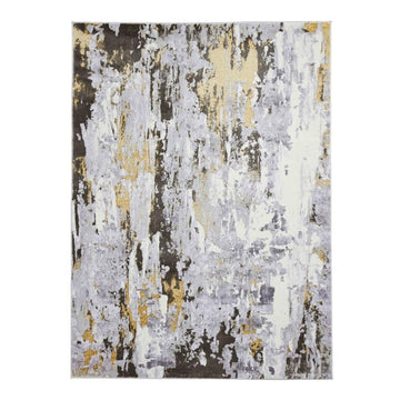 Apollo GR580 Modern Abstract Distressed Metallic Shimmer High-Density Textured Low Profile Short-Pile Grey/Gold/Cream Rug-Think Rugs-Rug Love - The Most Loved Rug Store